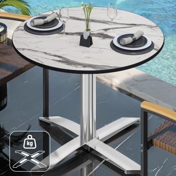CPTG | Bistro Tisch | Ø:H 60 x 75 cm | Weiß Marmor / Aluminium | Zusatzgewicht