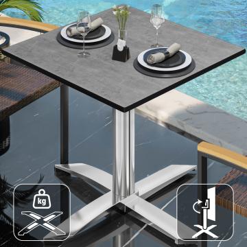 CPTG | Bistro-pöytä | K:S:H 70 x 70 x 75 cm | Betoni / Alumiini | Kokoontaitettava / Lisäpaino