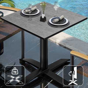 CPTG | Bistro Table | W:D:H 60 x 60 x 75 cm | Concrete / Aluminium Black | Foldable/ Additional Weight