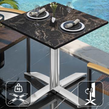 CPTG | Bistro Table | W:D:H 70 x 70 x 75 cm | Cappuccino Marble / Aluminium | Foldable/ Additional Weight