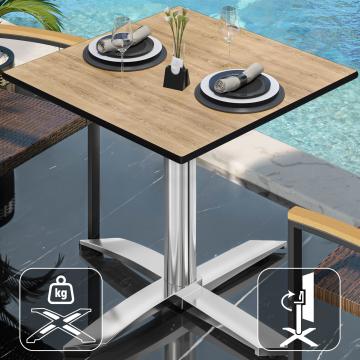CPTG | Bistro Tisch | B:T:H 60 x 60 x 75 cm | Eiche / Aluminium | Klappbar/ Zusatzgewicht