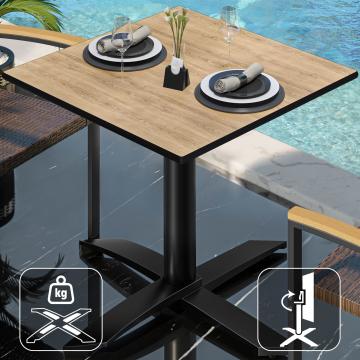 CPTG | Bistro Table | W:D:H 60 x 60 x 75 cm | Oak / Aluminium Black | Foldable/ Additional Weight