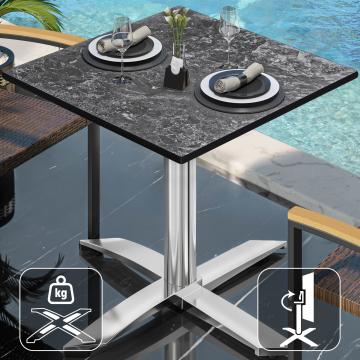 CPTG | Bistro-pöytä | K:S:H 70 x 70 x 75 cm | Kallio / Alumiini | Kokoontaitettava/ Lisäpaino
