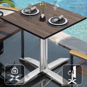 CPTG | Bistro Tisch | B:T:H 70 x 70 x 75 cm | Light Wenge / Aluminium | Klappbar/ Zusatzgewicht