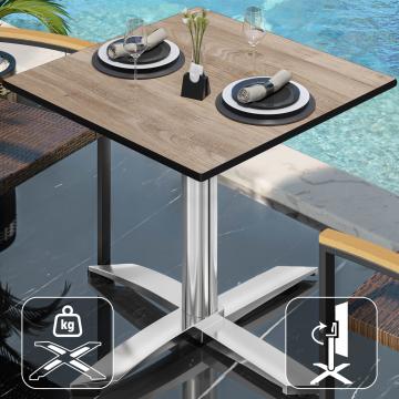 CPTG | Bistro-pöytä | K:S:H 70 x 70 x 75 cm | Rustiikkinen tammi / Alumiini | Kokoontaitettava / lisäpaino