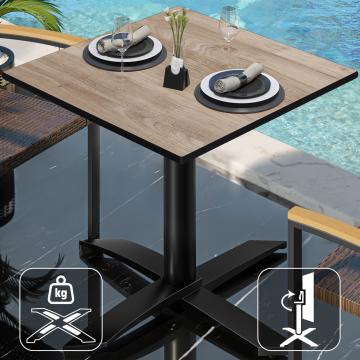 CPTG | Bistro Table | W:D:H 70 x 70 x 75 cm | Rustic Oak / Aluminium Black | Foldable/ Additional Weight