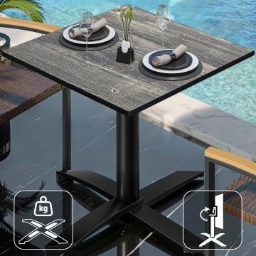 CPTG | Bistro Table | W:D:H 60 x 60 x 75 cm | Rustic Pine / Aluminium Black | Foldable/ Additional Weight