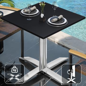 CPTG | Bistro Table | W:D:H 70 x 70 x 75 cm | Black / Aluminium | Foldable/ Additional Weight