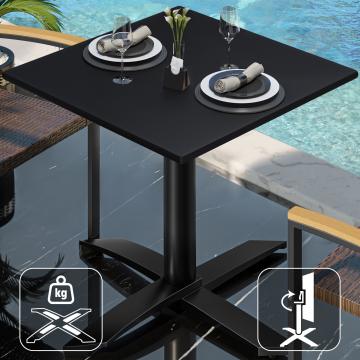 CPTG | Bistro Tisch | B:T:H 70 x 70 x 75 cm | Schwarz / Aluminium Schwarz | Klappbar/ Zusatzgewicht