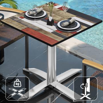 CPTG | Bistro Table | W:D:H 70 x 70 x 75 cm | Vintage Coloured / Aluminium | Foldable/ Additional Weight