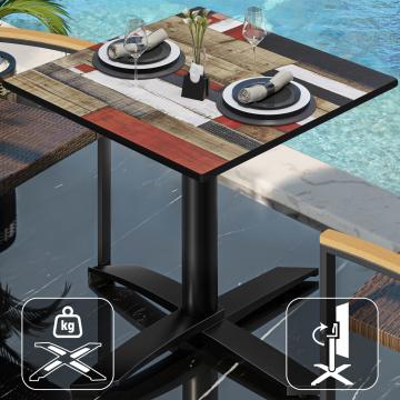 CPTG | Bistro Table | W:D:H 70 x 70 x 75 cm | Vintage Coloured / Aluminium Black | Foldable/ Additional Weight