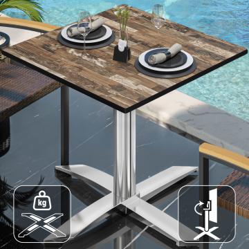 CPTG | Bistro Table | W:D:H 70 x 70 x 75 cm | Vintage Old / Aluminium | Foldable/ Additional Weight