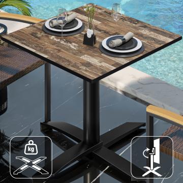CPTG | Bistro Table | W:D:H 60 x 60 x 75 cm | Vintage Old / Aluminium Black | Foldable/ Additional Weight