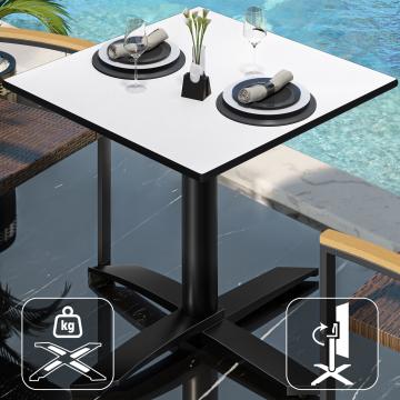 CPTG | Bistro Tisch | B:T:H 60 x 60 x 75 cm | Weiß / Aluminium Schwarz | Klappbar/ Zusatzgewicht