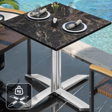 CPTG | Table Bistro | L:P:H 70 x 70 x 75 cm | Marbre cappuccino / Aluminium | Poids supplémentaire
