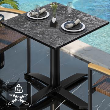 CPTG | Table Bistro | L:P:H 60 x 60 x 75 cm | Roche / Aluminium Noir | Poids supplémentaire