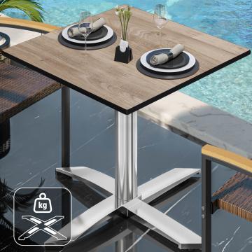 CPTG | Bistro Tisch | B:T:H 70 x 70 x 75 cm | Rustikal Eiche / Aluminium | Zusatzgewicht
