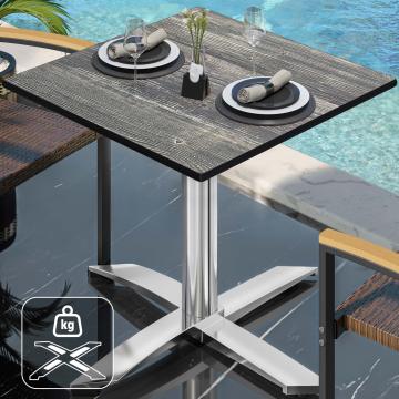 CPTG | Bistro Tisch | B:T:H 60 x 60 x 75 cm | Rustikal Kiefer / Aluminium | Zusatzgewicht