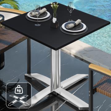 CPTG | Table Bistro | L:P:H 70 x 70 x 75 cm | Noir / Aluminium | Poids supplémentaire