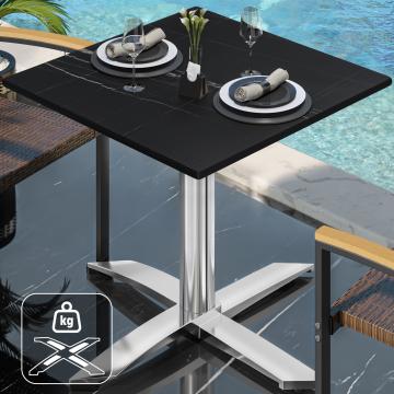 CPTG | Bistro Tisch | B:T:H 70 x 70 x 75 cm | Schwarz Marmor / Aluminium | Zusatzgewicht