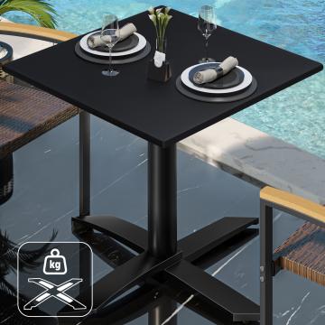 CPTG | Table Bistro | L:P:H 60 x 60 x 75 cm | Noir / Aluminium Noir | Poids supplémentaire