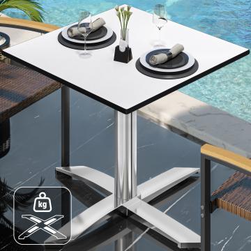 CPTG | Table Bistro | L:P:H 70 x 70 x 75 cm | Blanc / Aluminium | Poids supplémentaire