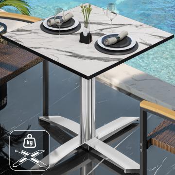 CPTG | Table Bistro | L:P:H 60 x 60 x 75 cm | Blanc Marbre / Aluminium | Poids supplémentaire