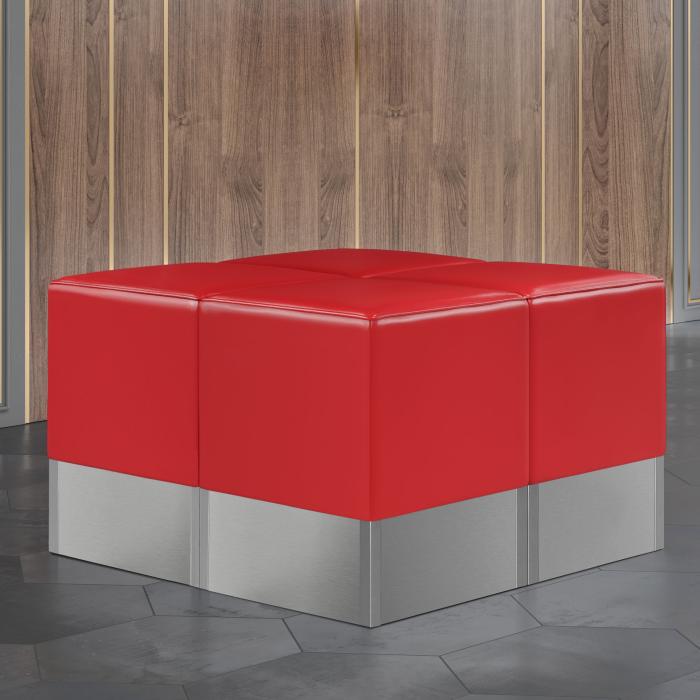 Juego de puff cubo | Rojo | Cuero - GGM Möbel International GmbH