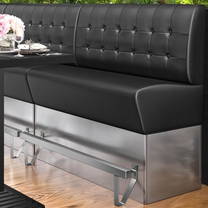 DALLAS | Counter Height Banquette Bench | W:H 180 x 133 cm | Black | Chesterfield Button | Leather