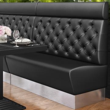 DALLAS | Restaurant Booth Seating | W:H 200 x 128 cm | Black | Chesterfield | Leather