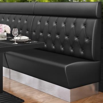 DALLAS | Restaurant Booth Seating | W:H 200 x 128 cm | Black | Chesterfield Rhombus | Leather