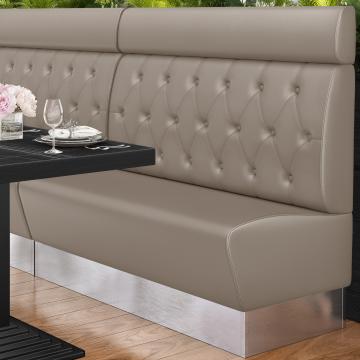DALLAS | Restaurant Booth Seating | W:H 200 x 128 cm | Taupe | Chesterfield Rhombus | Leather