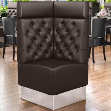 DALLAS | Commercial Corner Booth Seating | W:H 64 x 128 cm | Brown | Chesterfield | Leather