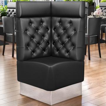 DALLAS | Commercial Corner Booth Seating | W:H 64 x 128 cm | Black | Chesterfield | Leather