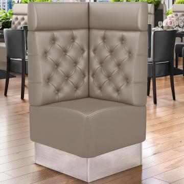 DALLAS | Commercial Corner Booth Seating | W:H 64 x 128 cm | Taupe | Chesterfield | Leather