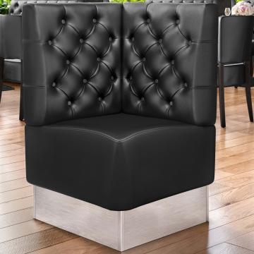 DALLAS | Commercial Corner Booth Seating | W:H 64 x 103 cm | Black | Chesterfield | Leather