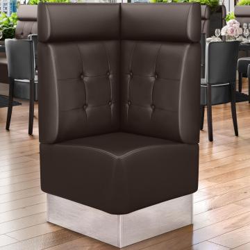 DALLAS | Commercial Corner Booth Seating | W:H 64 x 128 cm | Brown | Chesterfield Button | Leather