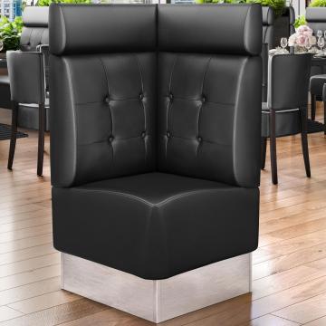 DALLAS | Commercial Corner Booth Seating | W:H 64 x 128 cm | Black | Chesterfield Button | Leather