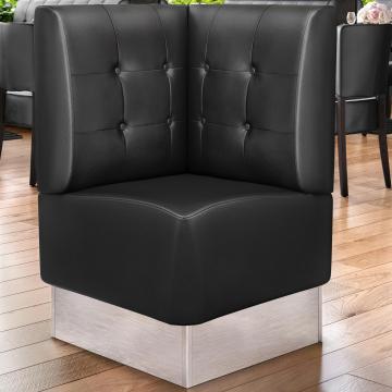 DALLAS | Commercial Corner Booth Seating | W:H 64 x 103 cm | Black | Chesterfield Button | Leather