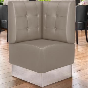 DALLAS | Commercial Corner Booth Seating | W:H 64 x 103 cm | Taupe | Chesterfield Button | Leather