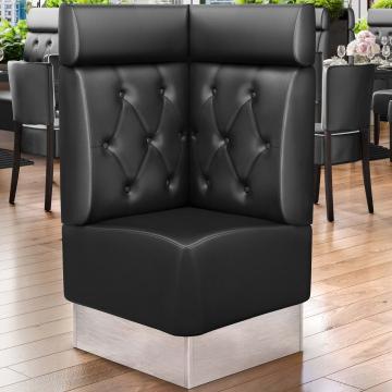 DALLAS | Commercial Corner Booth Seating | W:H 64 x 128 cm | Black | Chesterfield Rhombus | Leather