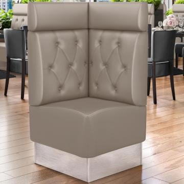 DALLAS | Commercial Corner Booth Seating | W:H 64 x 128 cm | Taupe | Chesterfield Rhombus | Leather