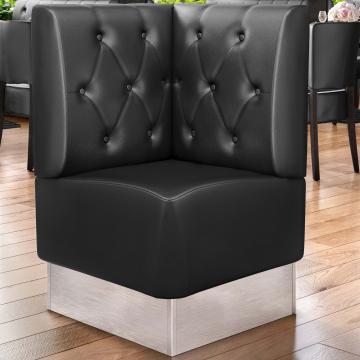 DALLAS | Commercial Corner Booth Seating | W:H 64 x 103 cm | Black | Chesterfield Rhombus | Leather