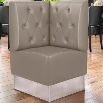 DALLAS | Commercial Corner Booth Seating | W:H 64 x 103 cm | Taupe | Chesterfield Rhombus | Leather