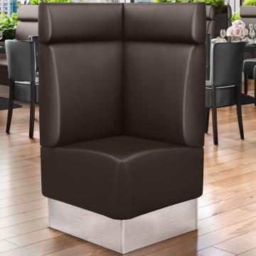 DALLAS | Commercial Corner Booth Seating | W:H 64 x 128 cm | Brown | Smooth | Leather