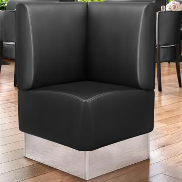 DALLAS | Commercial Corner Booth Seating | W:H 64 x 103 cm | Black | Smooth | Leather