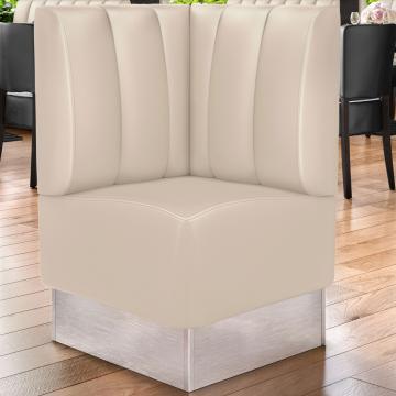 DALLAS | Commercial Corner Booth Seating | W:H 64 x 103 cm | Cream | Striped | Leather