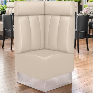DALLAS | Commercial Corner Booth Seating | W:H 64 x 128 cm | Cream | Striped | Leather