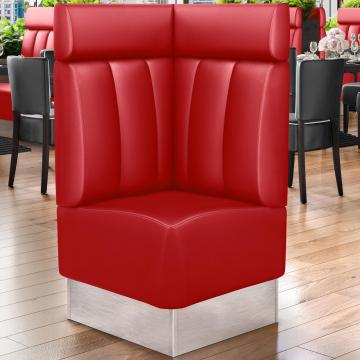 DALLAS | Banquette d'angle de restaurant | L:H 64 x 128 cm | Rouge | Rayé | Cuir