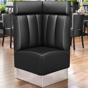 DALLAS | Commercial Corner Booth Seating | W:H 64 x 128 cm | Black | Striped | Leather